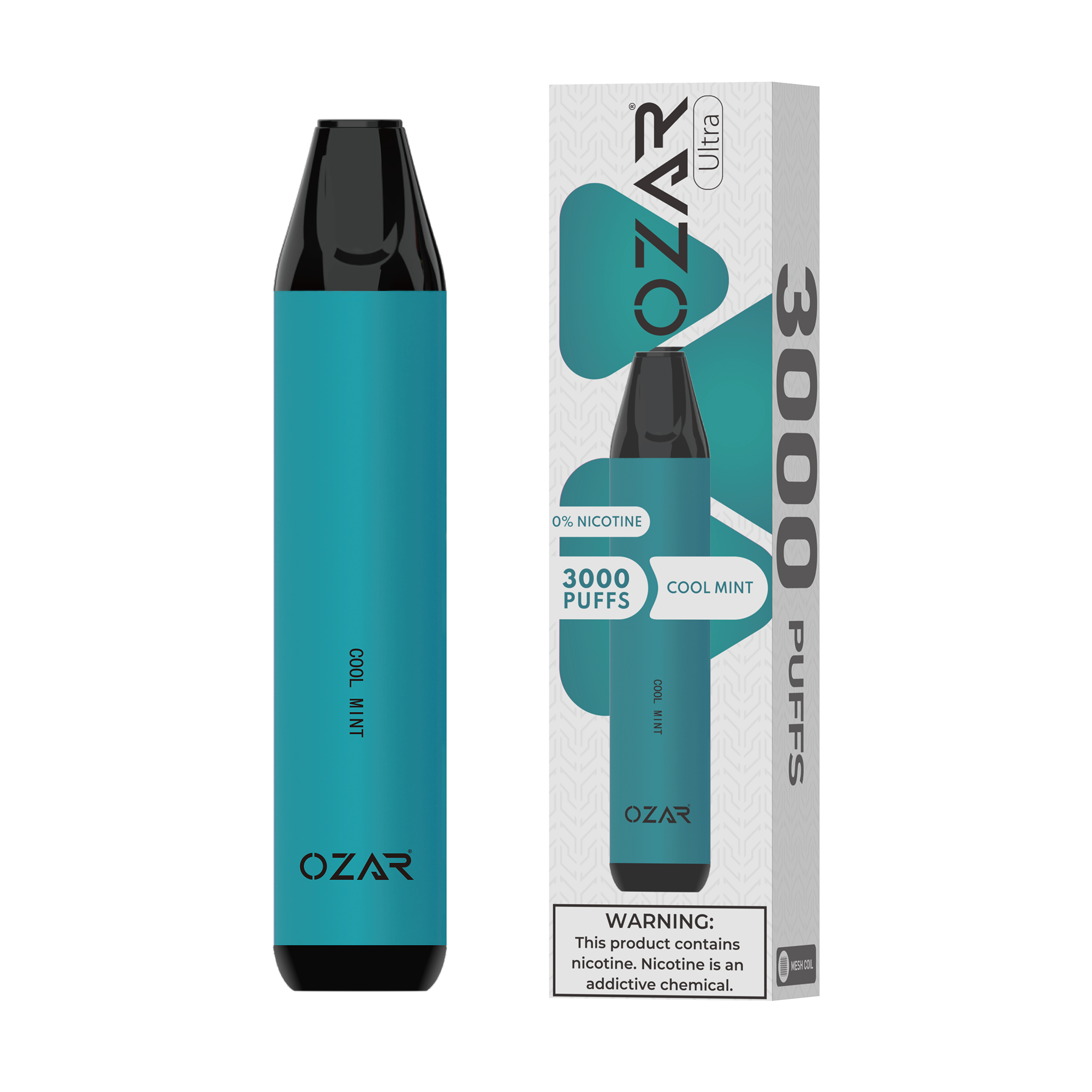 Ozar Ultra Zero Nicotine Disposable Vape Cool Mint 3000 Puffs